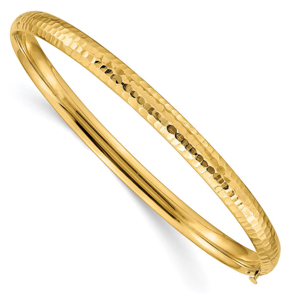 14KT Yellow Gold 7" 6MM Bangle Hinged Bracelet