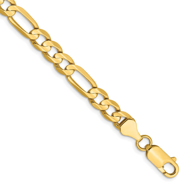 14KT Yellow Gold 7" 6MM Lobster Clasp Figaro Bracelet