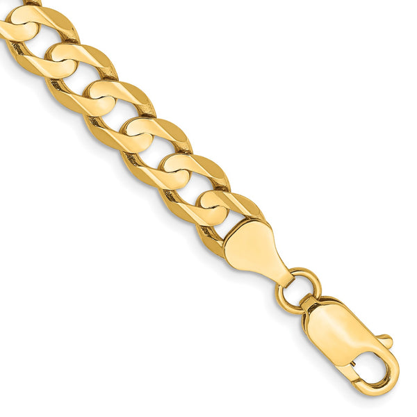 14KT Yellow Gold 7" 6.75MM Lobster Clasp Curb Bracelet