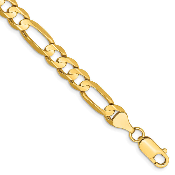 14KT Yellow Gold 7" 6.75MM Lobster Clasp Figaro Bracelet