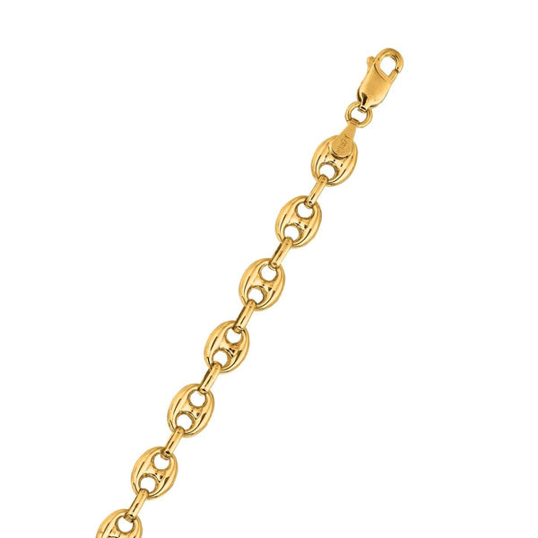 14KT Yellow Gold 7" 6.9MM Puffed Mariner Link Bracelet