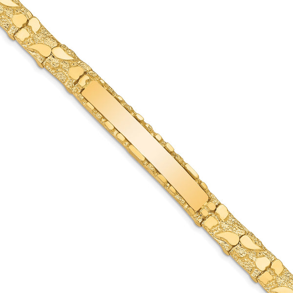14KT Yellow Gold 7" 7MM Nugget ID Bracelet