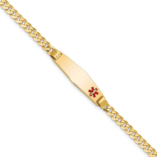 14KT Yellow Gold 7" 8MM Medical Curb ID Bracelet