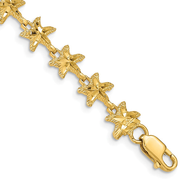 14KT Yellow Gold 7" 8MM Starfish Bracelet