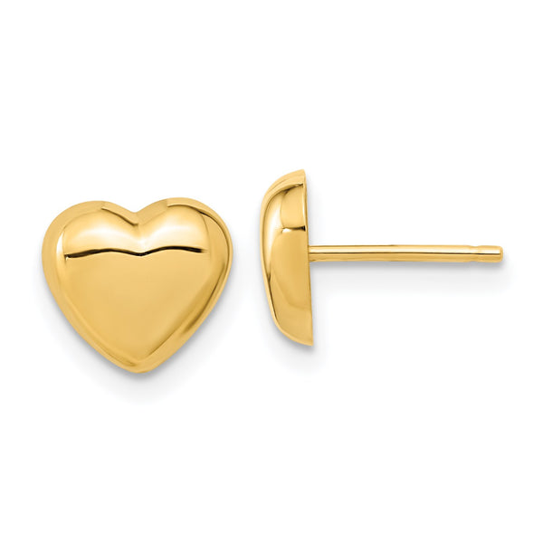 14KT Yellow Gold 7.8X8.6MM Heart Earrings