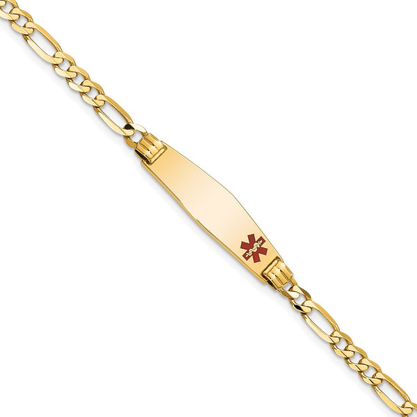 14KT Yellow Gold 7" 8.5MM Medical Figaro ID Bracelet