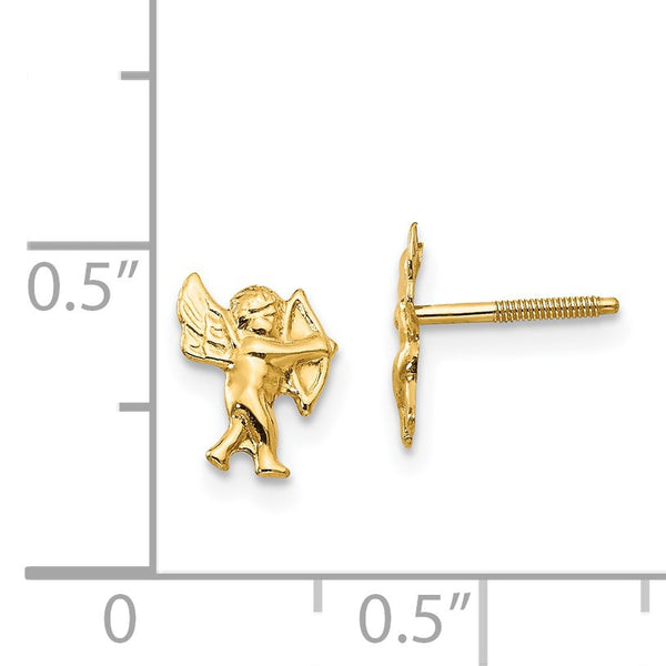 14KT Yellow Gold 8MM Cupid Earrings