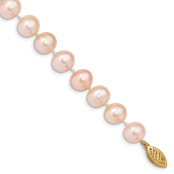 14KT Yellow Gold 8X9MM Near Round Pearl 7.5" Bracelet