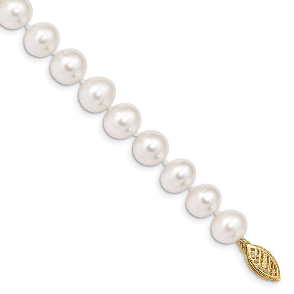14KT Yellow Gold 8X9MM Near Round Pearl 7.5" Bracelet