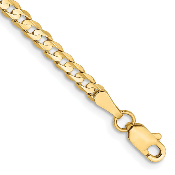 14KT Yellow Gold 8" 3MM Lobster Clasp Curb Bracelet