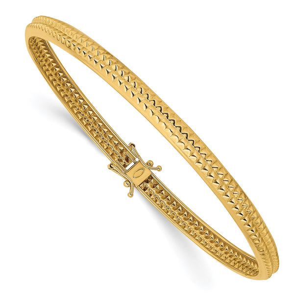 14KT Yellow Gold 8" 5MM Safety Clasp Flexible Bangle Bracelet