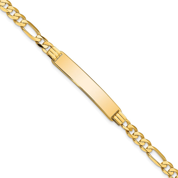 14KT Yellow Gold 8" 7MM Flat Figaro ID Bracelet