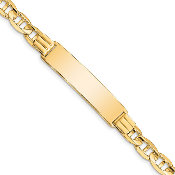 14KT Yellow Gold 8" 7MM Anchor Link ID Bracelet