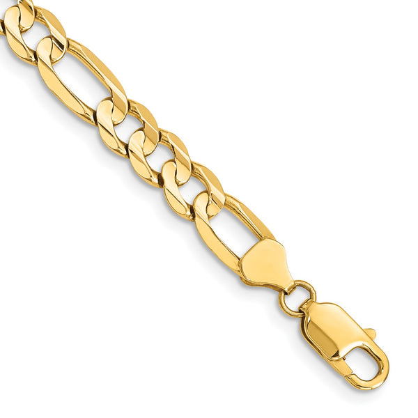 14KT Yellow Gold 8" 7.5MM Lobster Clasp Figaro Bracelet