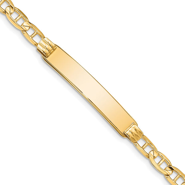 14KT Yellow Gold 8" 8MM Anchor Link ID Bracelet