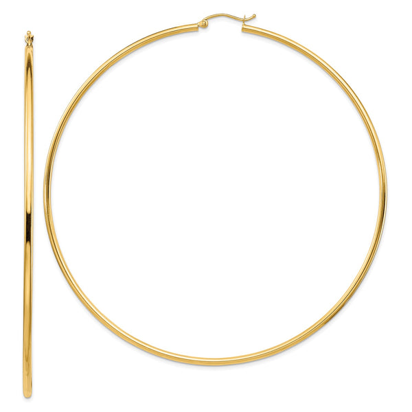 14KT Yellow Gold 90X2MM Hoop Earrings