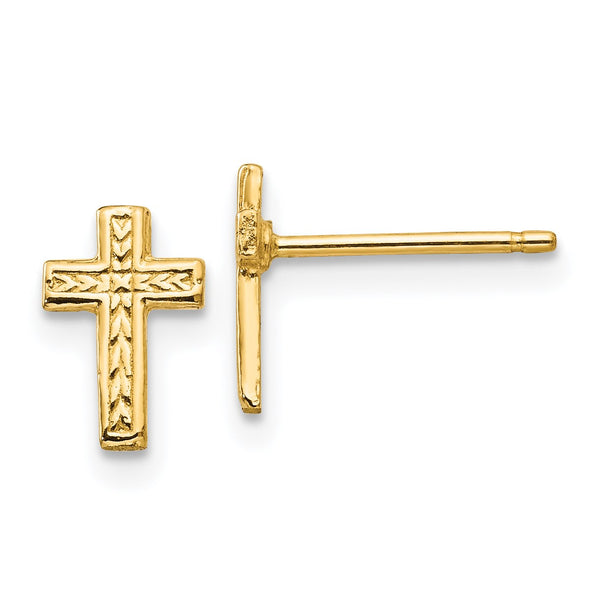 14KT Yellow Gold 9X6MM Cross Earrings