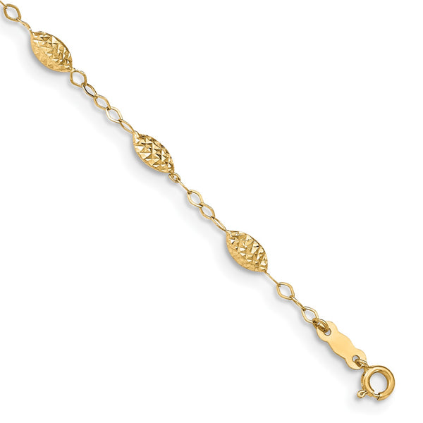14KT Yellow Gold 9"+1" Adjustable Extender Anklet