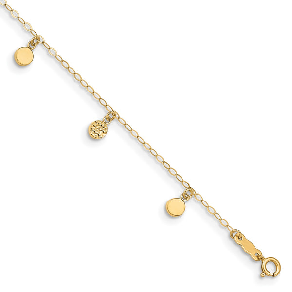 14KT Yellow Gold 9"+1" Adjustable Extender Anklet