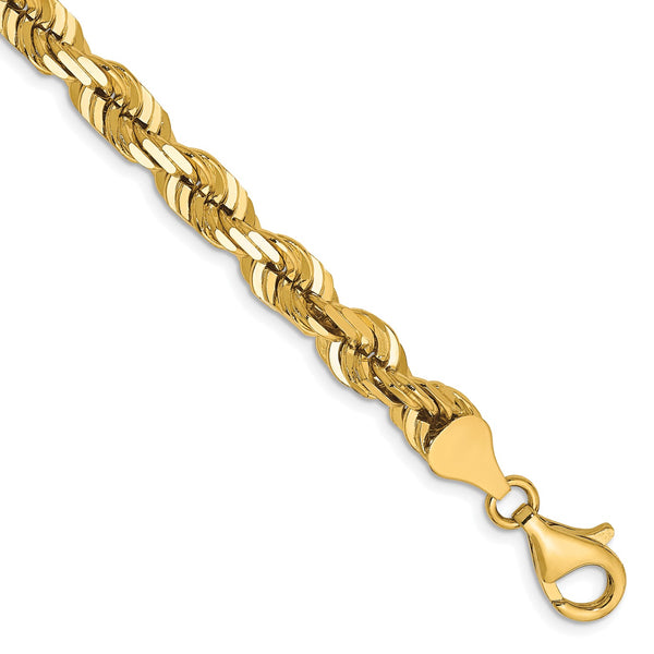 14KT Yellow Gold 9" 6.5MM Rope Bracelet