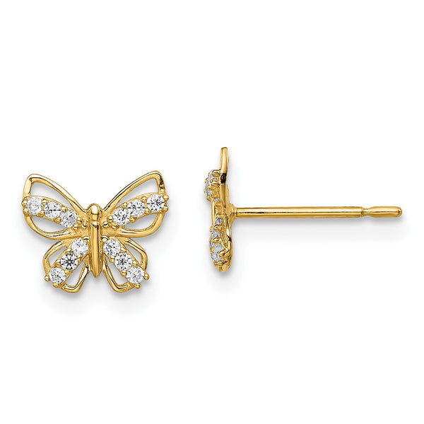 14KT Yellow Gold Childrens Butterfly Stud Earrings