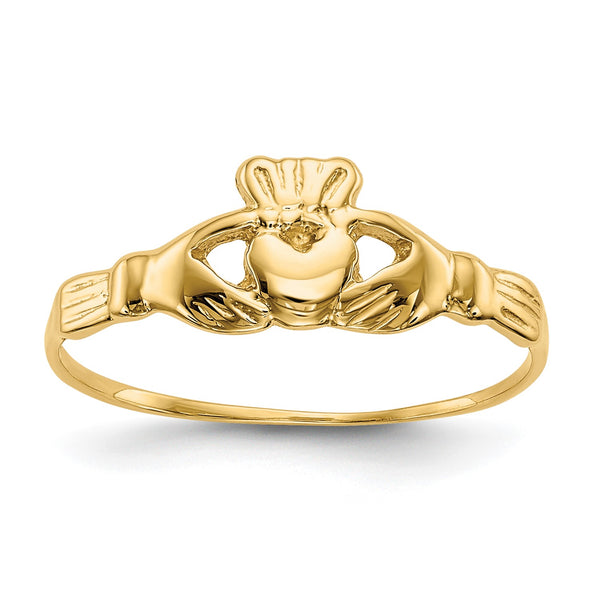 14KT Yellow Gold Childrens Claddagh Ring; Size 4.5