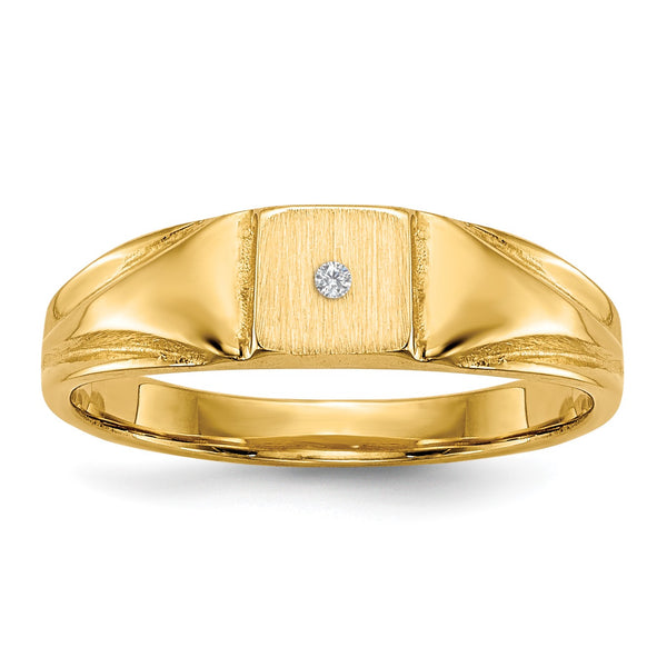 14KT Yellow Gold Childrens Diamond Accent Signet Ring; Size 3
