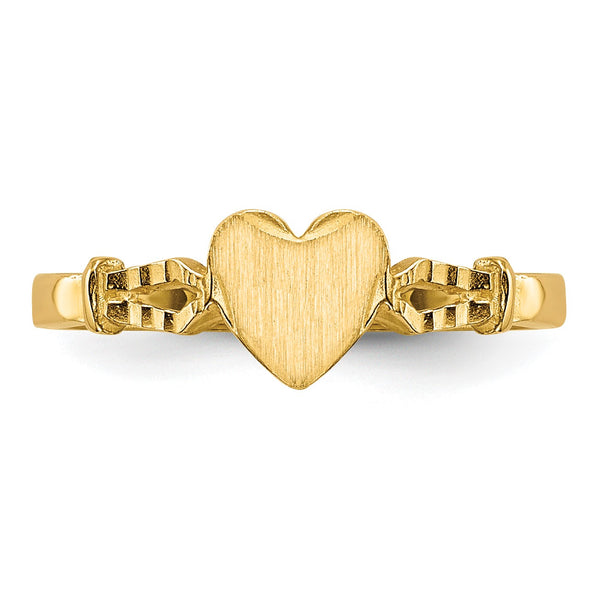 14KT Yellow Gold Childrens Heart Ring; Size 3