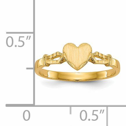14KT Yellow Gold Childrens Heart Ring; Size 3