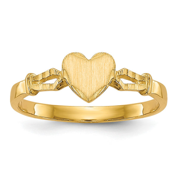 14KT Yellow Gold Childrens Heart Ring; Size 3