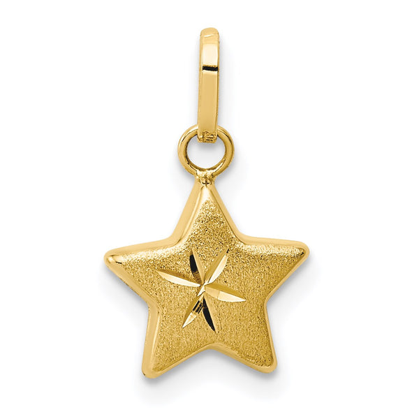 14KT Yellow Gold 9MM Reversable Star Pendant-Chain Not Included