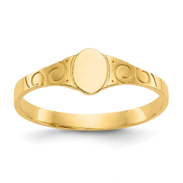14KT Yellow Gold Childrens Signet Ring; Size 3