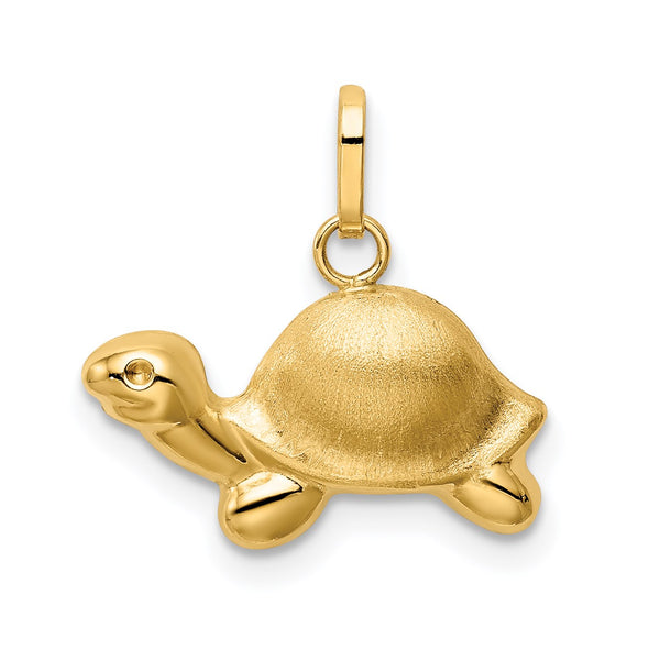 14KT Yellow Gold Childrens Turtle Pendant-Chain Not Included