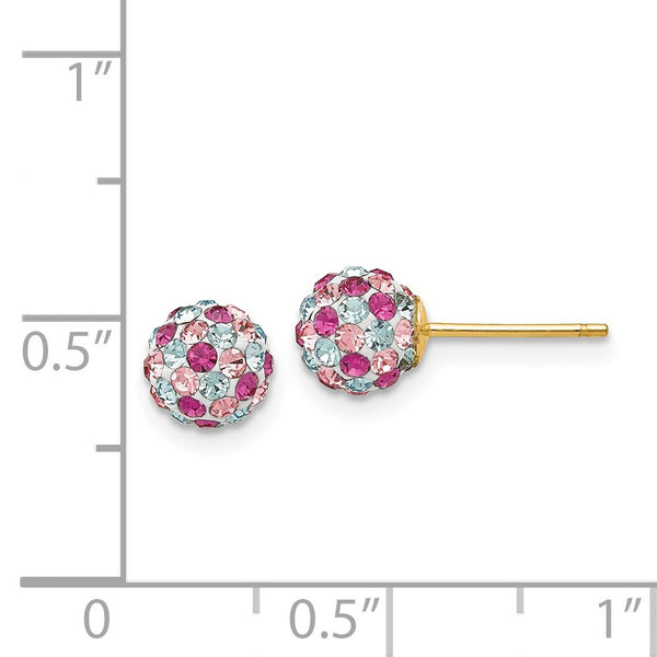 14KT Yellow Gold Crystal 6MM Ball Stud Earrings