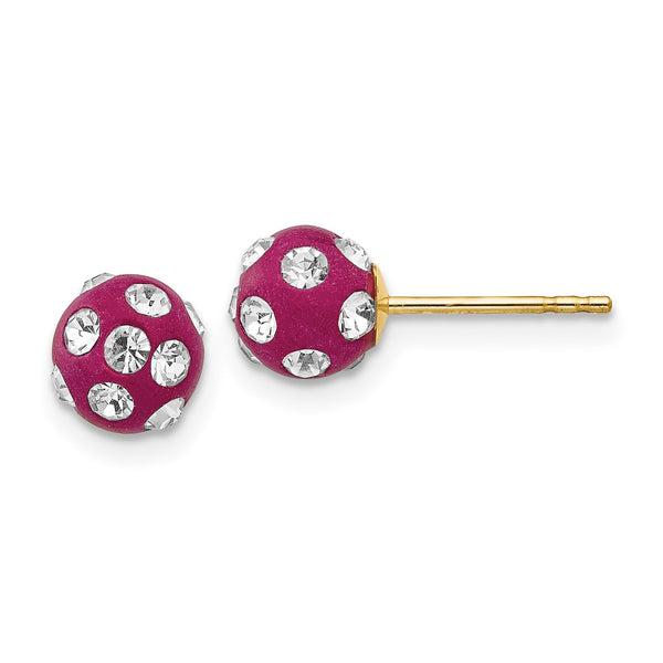 14KT Yellow Gold Crystal 6MM Ball Stud Earrings