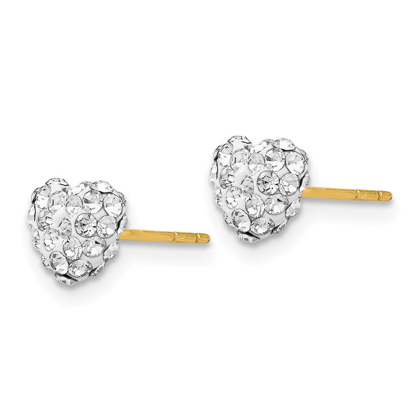 14KT Yellow Gold Crystal 6MM Heart Stud Earrings