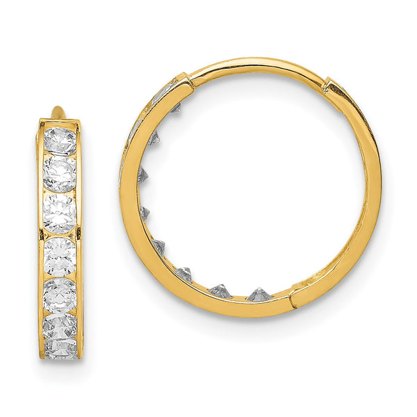 14KT Yellow Gold Cubic Zirconia 13MM Hoop Earrings