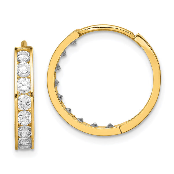 14KT Yellow Gold Cubic Zirconia 15MM Hoop Earrings