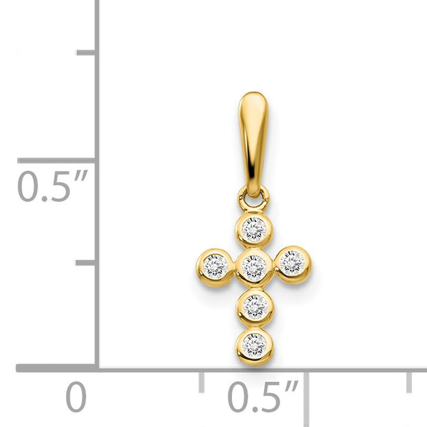14KT Yellow Gold Cubic Zirconia Childrens Cross Pendant-Chain Not Included