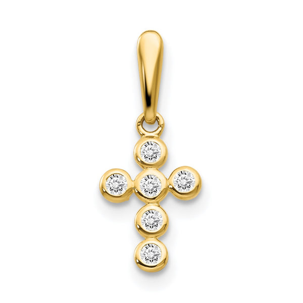14KT Yellow Gold Cubic Zirconia Childrens Cross Pendant-Chain Not Included