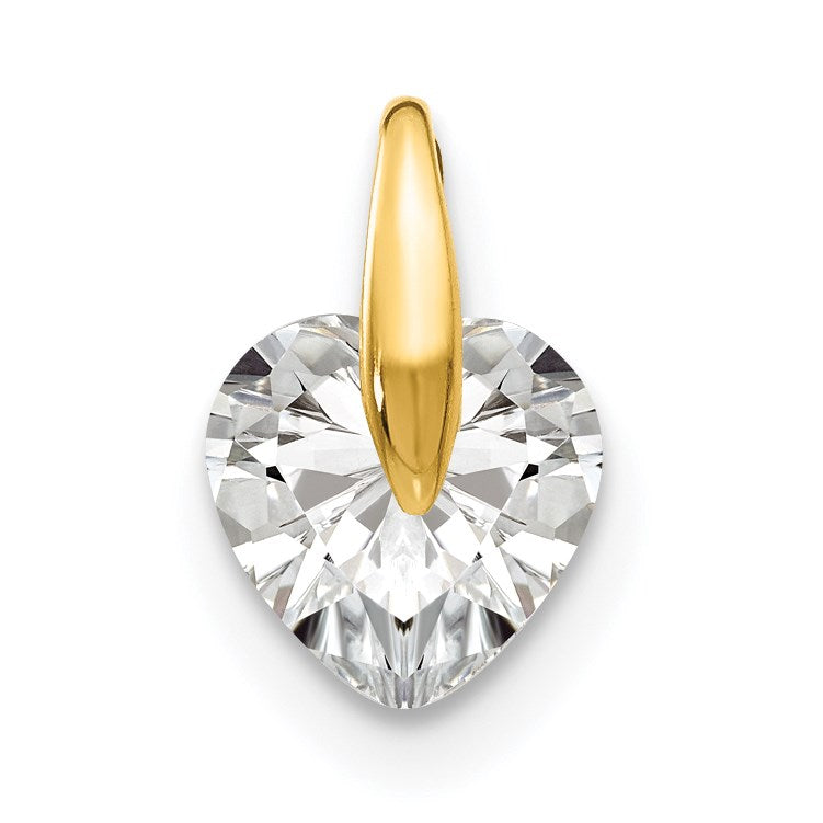 14KT Yellow Gold Cubic Zirconia Childrens Heart Pendant-Chain Not Included