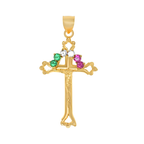 Roberto Martinez 14KT Yellow Gold Cubic Zirconia Crucifix Cross Pendant-Chain Not Included