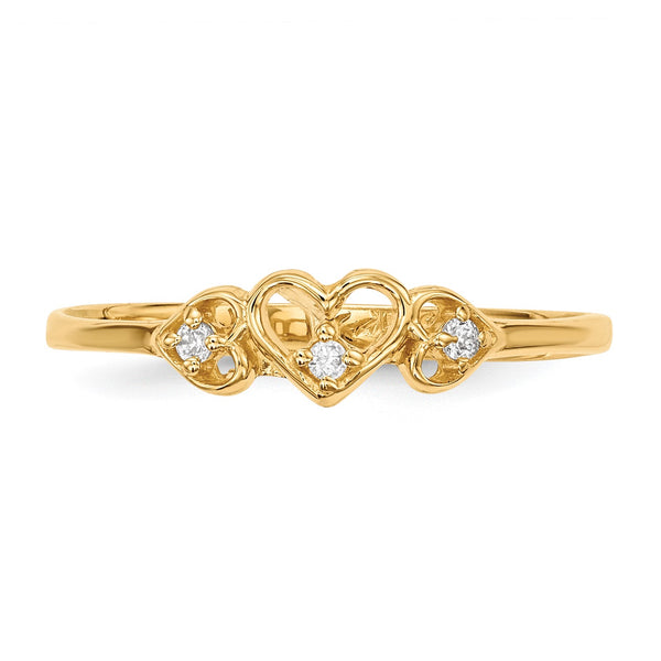 14KT Yellow Gold Cubic Zirconia Heart Ring; Size 7