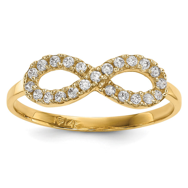 14KT Yellow Gold Cubic Zirconia Infinity Ring; Size 7