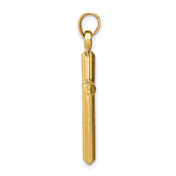 14KT Yellow Gold Diamond-cut Cross Pendant-Chain Not Included