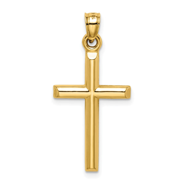 14KT Yellow Gold Diamond-cut Cross Pendant-Chain Not Included