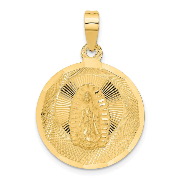 14KT Yellow Gold Diamond-cut Guadalupe Pendant-Chain Not Included