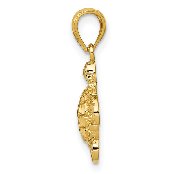 14KT Yellow Gold Diamond-cut Turtle Pendant-Chain Not Included