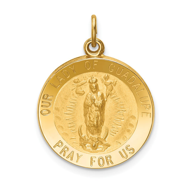 14KT Yellow Gold Guadalupe Medal Pendant-Chain Not Included