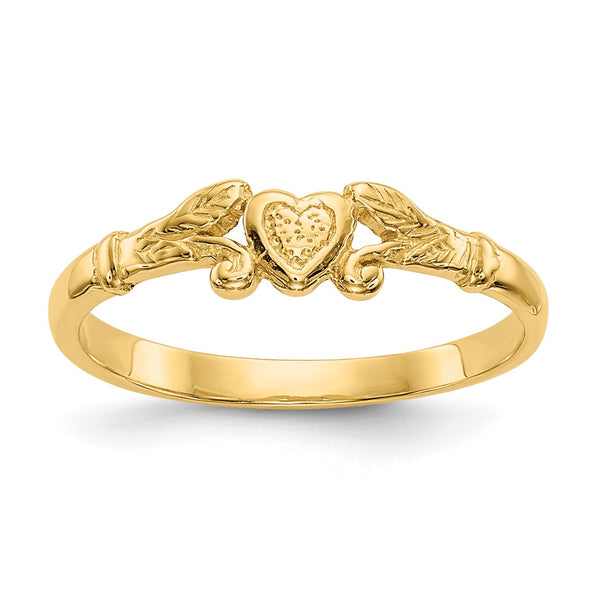 14KT Yellow Gold Heart Baby Ring; Size 1
